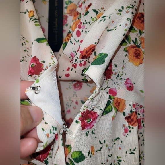 Revolve x House of Harlow 1960 Maeve Midi Floral Top Puff Sleeves Leg Slit S - Picture 7 of 16